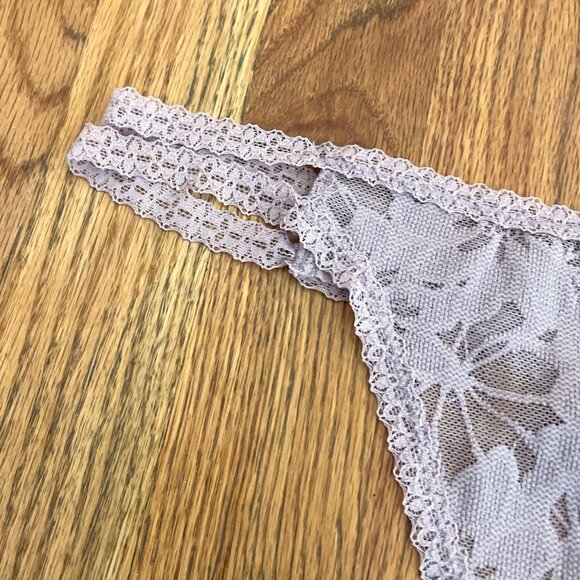 NEW NWT VS PINK VICTORIA'S SECRET Lace Strappy Thong Panty Lilac Lavender Purple - Picture 4 of 14